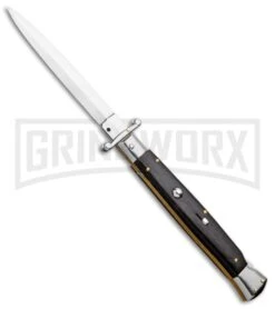 Frank B. 11" Italian Stiletto Swinguard Ebony Automatic Knife - Dagger