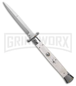 Frank B. 11" Italian Stiletto Swinguard Mother Of Pearl Automatic Knife - Bayo