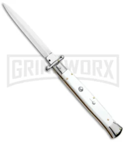 Frank B. 11" Italian Stiletto Swinguard White Automatic Knife - Dagger