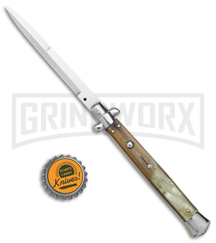 Frank B. 13" Blonde Horn Stiletto Automatic Knife (Bayo) 4 Frank B. 13" Blonde Horn Stiletto Automatic Knife (Bayo) - Image 4