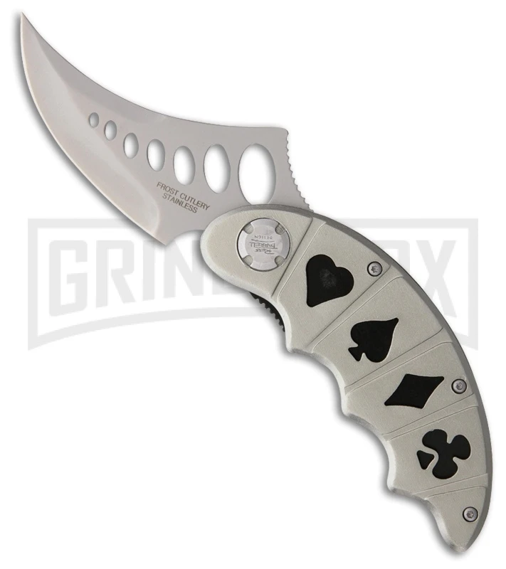 Frost Cutlery Gambler III Series Grey Stainless Folding Knife - Satin Plain 1 Frost Cutlery Gambler III Series Grey Stainless Folding Knife - Satin Plain