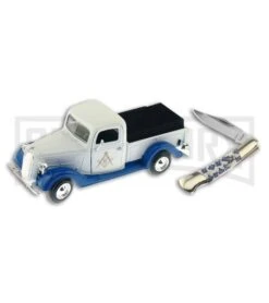 Frost Cutlery Masonic Pocket Knife With Model Pick-Up - Satin Plain