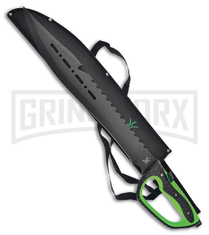 Frost Cutlery Tac Xtreme Zombie Smash Green Machete - Black Plain 1 Frost Cutlery Tac Xtreme Zombie Smash Green Machete - Black Plain