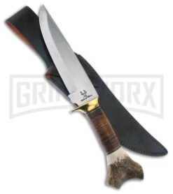 Frost Cutlery Whitetail Bowie Torch Stag Fixed Blade - Satin Plain