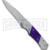 Super Knife Croc Automatic Knife Stainless W/ Purple Inlay - Satin Serr