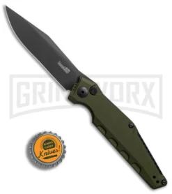 Kershaw Launch 7 Galyean OD Green Automatic Knife - Black Plain -Knife Sale Shop Kershaw Galyean Launch 7 OD Green black BHQ 75927 er bottlecap large