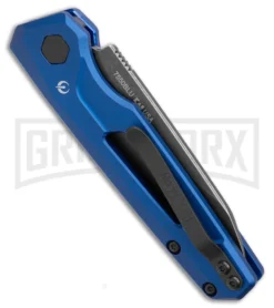 Kershaw Launch 11 Blue Aluminum Automatic Knife - Blackwash Plain -Knife Sale Shop Kershaw Launch 11 Auto Blue Aluminum Blackwash BHQ 178234 jr side large
