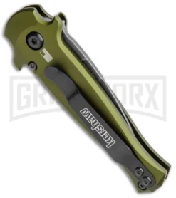 Kershaw Launch 12 CA Legal OD Green Automatic Knife - Black SW Plain -Knife Sale Shop Kershaw Launch 12 Call Legal Stiletto Auto OD Green KER7130OLBW BHQ 114625 jr side large