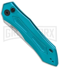 Kershaw Launch 6 Teal Automatic Knife - Stonewash Plain -Knife Sale Shop Kershaw Launch 6 Teal SW BHQ 89520 er spine large