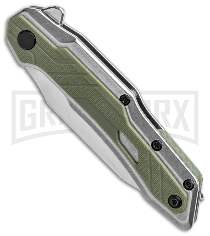 Kershaw Salvage Steel/Green GFN Spring Assisted Knife - Stonewash Plain 2 Kershaw Salvage Steel/Green GFN Spring Assisted Knife - Stonewash Plain - Image 2