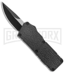 Lightning Fireball Black D/A OTF Automatic Knife - Drop Point Black Plain