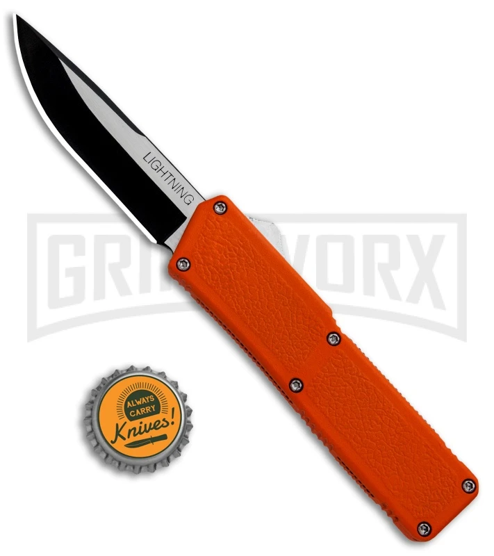 Lightning Orange D/A OTF Automatic Knife - Two-Tone Plain 4 Lightning Orange D/A OTF Automatic Knife - Two-Tone Plain - Image 4
