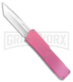 Lightning Pink D/A OTF Automatic Knife - Tanto Satin Plain
