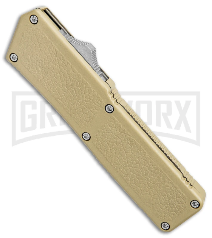 Lightning Tan D/A OTF Automatic Knife - Tanto Satin Serrated 2 Lightning Tan D/A OTF Automatic Knife - Tanto Satin Serrated - Image 2