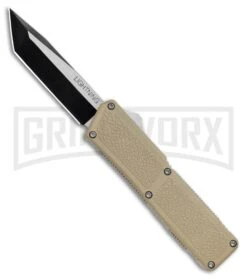 Lightning Tan D/A OTF Automatic Knife - Tanto Two Tone