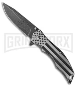 M-Tech Xtreme Ballisitc USA Snake Flag Spring Assisted Knife - Black Stonewash