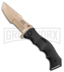 M-Tech Xtreme Chopper Black G-10 Spring Assisted Knife - Gold Plain