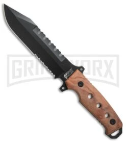 M-Tech Xtreme Stingray Wood Fixed Blade Knife - Black Serr