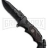 M-Tech USMC Crasher Black Spring Assisted Knife - Black Serrated