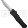 Mantis Auto Black Aluminum OTF Knife Dagger - Satin Partially Serrated