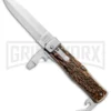 Mikov 241 Predator Stag Multi-Tool Automatic Leverlock Knife - Satin Plain