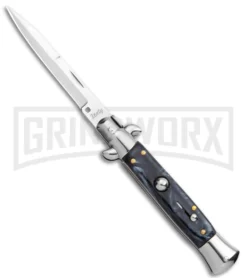 Milano 9" Black Swirl Italian Style Automatic Knife - Satin Bayonet