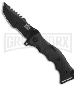 M-Tech Xtreme Chopper Black G-10 Spring Assisted Knife - Black Plain