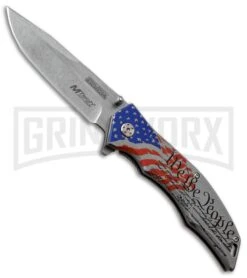Mtech Constitution USA Gray Flag Spring Assisted Knife - Stonewash Plain