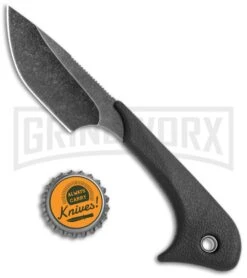 Outdoor Edge Le Duck Black TPR Fixed Blade Knife - Black Stonewash Plain -Knife Sale Shop Outdoor Edge Le Duck Black TPR Black SW BHQ 75800 jr bottlecap large