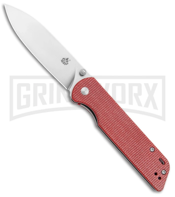 QSP Parrot Liner Lock Knife Red Linen Micarta - Satin Plain 1 QSP Parrot Liner Lock Knife Red Linen Micarta - Satin Plain