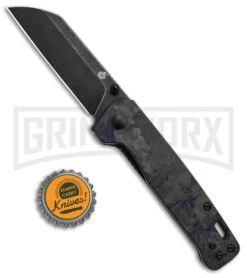 QSP Penguin Liner Lock Knife Shredded CF + Blue G-10 - Black Stonewash -Knife Sale Shop QSP Penguin Liner Lock Knife Shredded G 10 Blue 3in 1cm Blk SW BHQ 138602 td size jr large