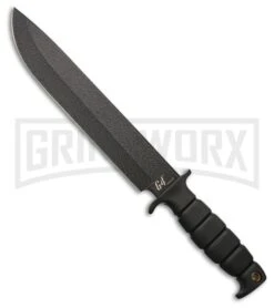 Renegade Tactical Steel G4 Survivor Black Rubber Fixed Blade Knife - Black Plain