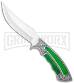 Rite Edge Gentleman Hunter Bowie Green Fixed Blade Knife - Satin Plain