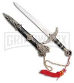 Rite Edge Robin Hood Dagger Black Wood/Aluminum Fixed Blade Knife - Satin