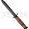 Rite-Edge WWII M3 Trench Knife Brown Leather Fixed Blade - Black Plain