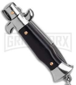 SKM 4" Italian Stiletto Black Automatic Knife Keychain - Bayo 5 SKM 4" Italian Stiletto Black Automatic Knife Keychain - Bayo -Knife Sale Shop SKM 4in Keycahing Stiletto AK Black 1in Satin Bayo BHQ 183372 td side large