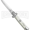 SKM/AB 8" Italian Stiletto Sim Ivory Automatic Knife - Dagger Satin