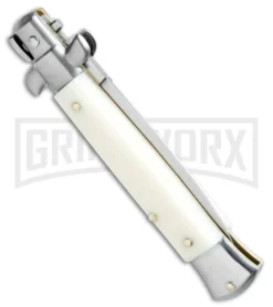 SKM/AB 8" Italian Stiletto Sim Ivory Automatic Knife - Dagger Satin 6 SKM/AB 8" Italian Stiletto Sim Ivory Automatic Knife - Dagger Satin -Knife Sale Shop SKM AB Italian Stiletto Sim Ivory Dagger Satin BHQ 75624 jr side large