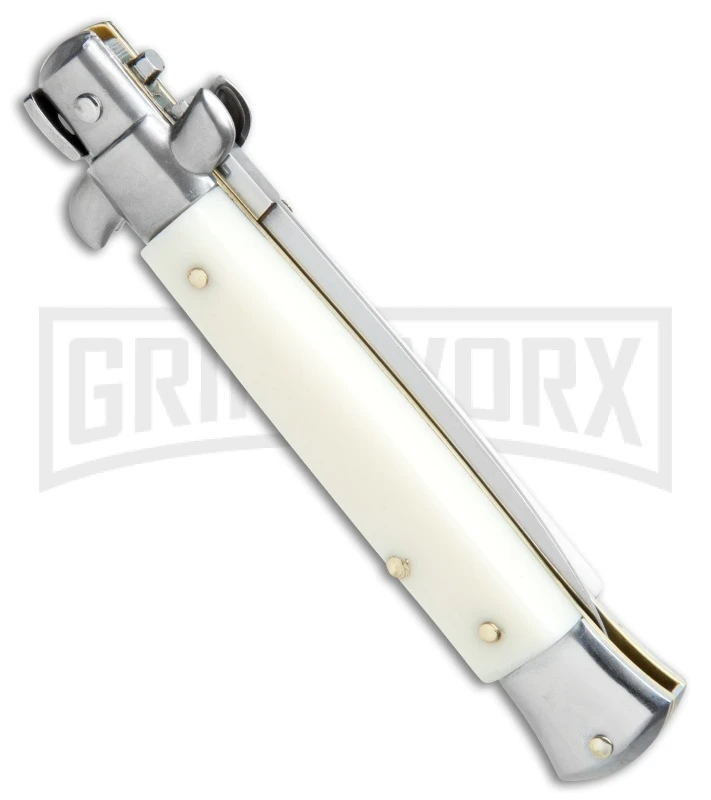 SKM/AB 8" Italian Stiletto Sim Ivory Automatic Knife - Dagger Satin 3 SKM/AB 8" Italian Stiletto Sim Ivory Automatic Knife - Dagger Satin - Image 3