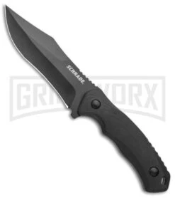 Schrade Steel Driver Black G-10 Clip Point Fixed Blade Knife - Black Plain