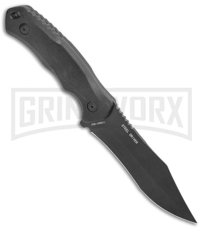 Schrade Steel Driver Black G-10 Clip Point Fixed Blade Knife - Black Plain 2 Schrade Steel Driver Black G-10 Clip Point Fixed Blade Knife - Black Plain - Image 2