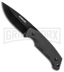 Schrade SCHF49 Black TPE Full Tang Fixed Blade - Black Plain