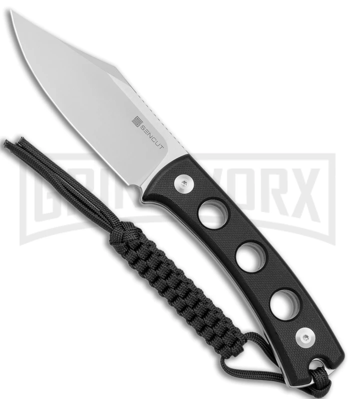 SENCUT Waxahachie Black G-10 Fixed Blade Knife - Satin Plain 1 SENCUT Waxahachie Black G-10 Fixed Blade Knife - Satin Plain