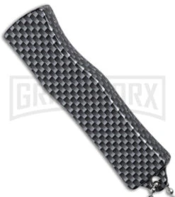 Skull Mini Dog Tag Gray Black Carbon Fiber D/A OTF Automatic Knife - Satin Plain 6 Skull Mini Dog Tag Gray Black Carbon Fiber D/A OTF Automatic Knife - Satin Plain -Knife Sale Shop Skull Mini Dog Tag CF DA Auto Satin BHQ 175039 jr sside large