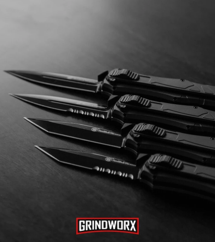 Smith & Wesson Spring Assisted Finger Actuator Spear Point OTF - Black Serr 5 Smith & Wesson Spring Assisted Finger Actuator Spear Point OTF - Black Serr - Image 5