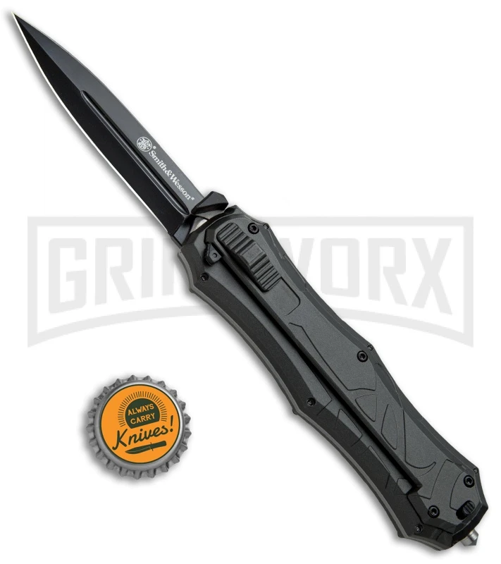 Smith & Wesson Spring Assisted Finger Actuator Spear Point OTF Knife - Black 4 Smith & Wesson Spring Assisted Finger Actuator Spear Point OTF Knife - Black - Image 4