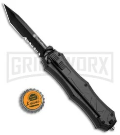 Smith & Wesson Spring Assisted Finger Actuator Tanto OTF Knife - Black Serr 11 Smith & Wesson Spring Assisted Finger Actuator Tanto OTF Knife - Black Serr -Knife Sale Shop Smith Wesson OTF Assist Finger Actuator Tanto Black Serr SWOTF9TBS BHQ 67474 jr bottlecap large