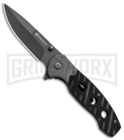 Smith & Wesson Black G-10 Clip Folding Knife - Gray Ti Plain