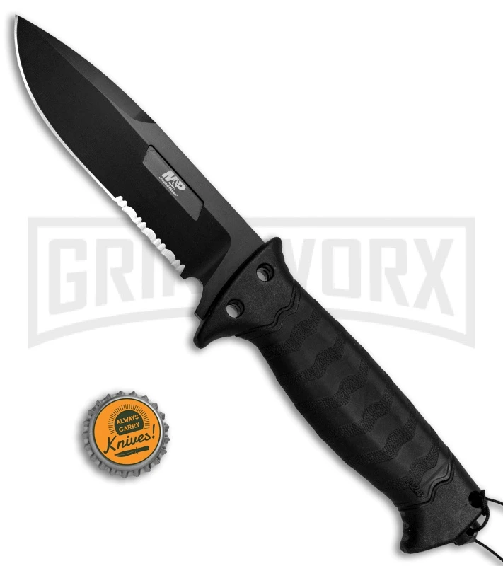 M&P Grip Swap Black Fixed Blade Knife - Black Serr 5 M&P Grip Swap Black Fixed Blade Knife - Black Serr - Image 5