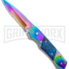 Super Knife Croc Automatic Knife Stainless Rainbow W/ Blue Inlay - Rainbow Serr